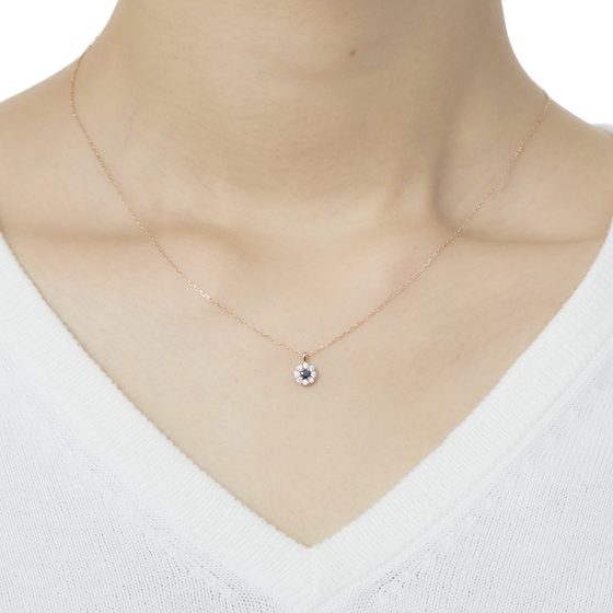 【誕生石ジュエリー】K10ピンクゴールド キュービック ペンダント