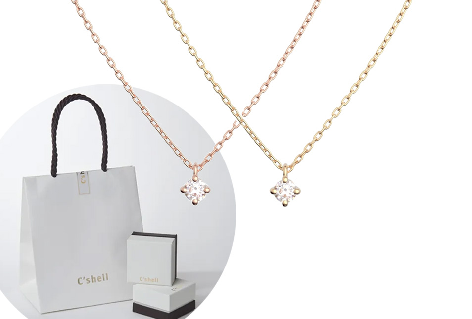 10金ゴールド(K10) 0.03ct ダイヤモンド ネックレス「ブリリアンス」