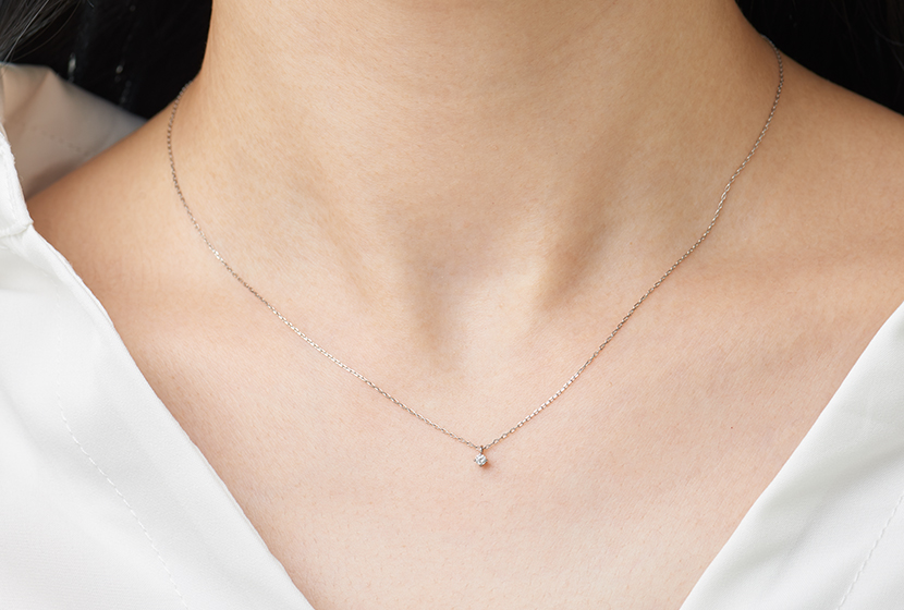 0.03ctダイヤモンド プラチナネックレス 「ブライト」