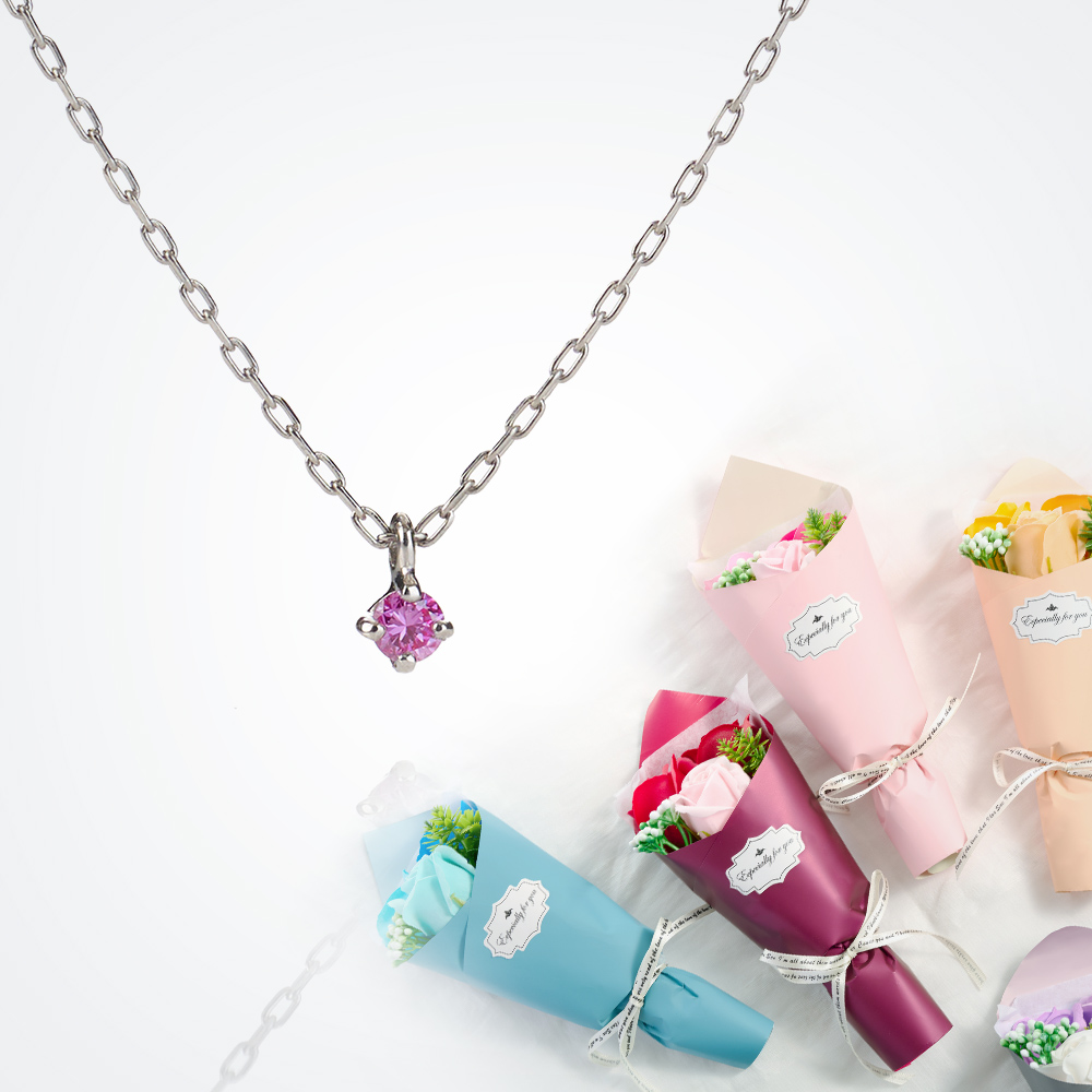 0.03ct ピンクダイヤモンド プラチナネックレス