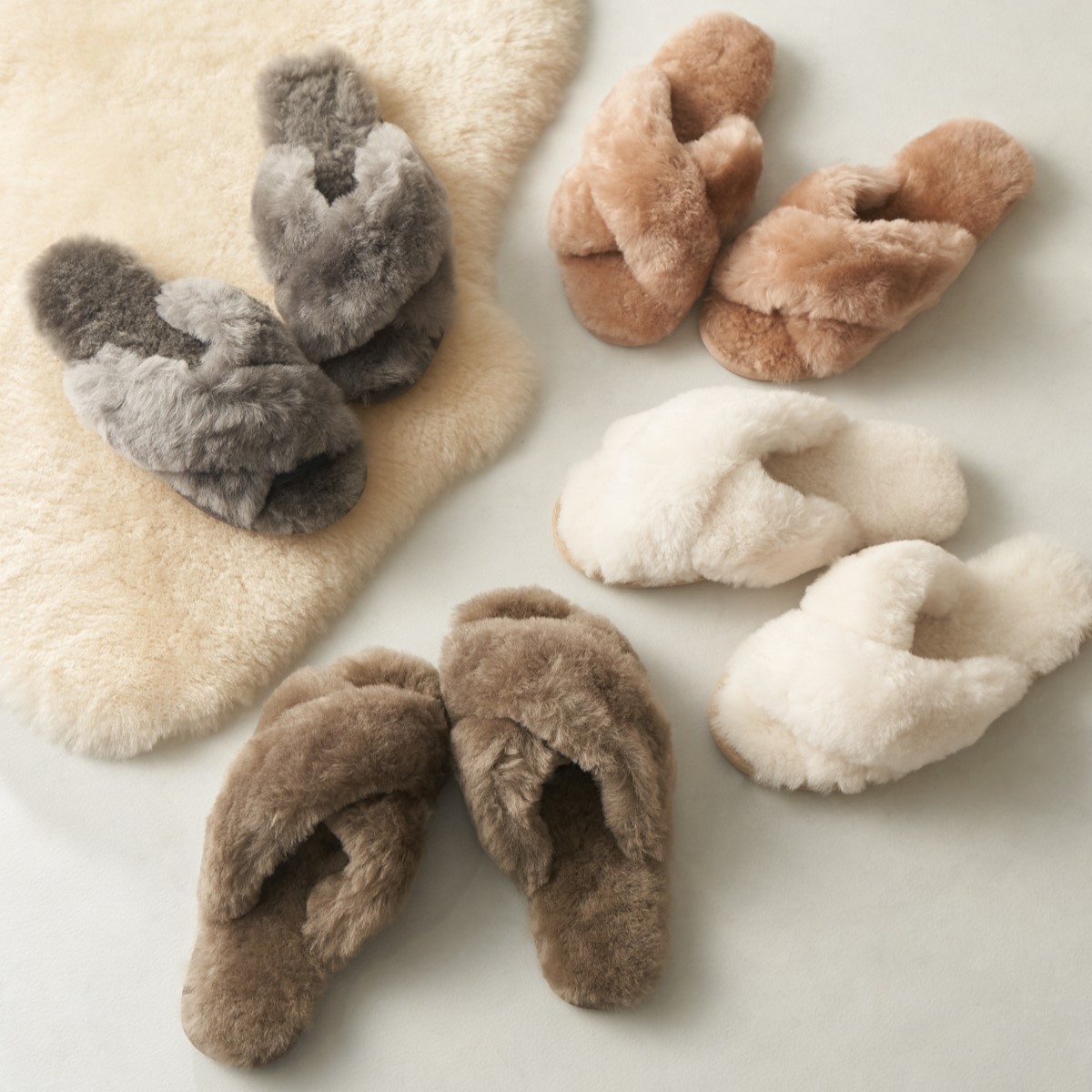 MAYBERRY｜ムートンクロスファースリッパ