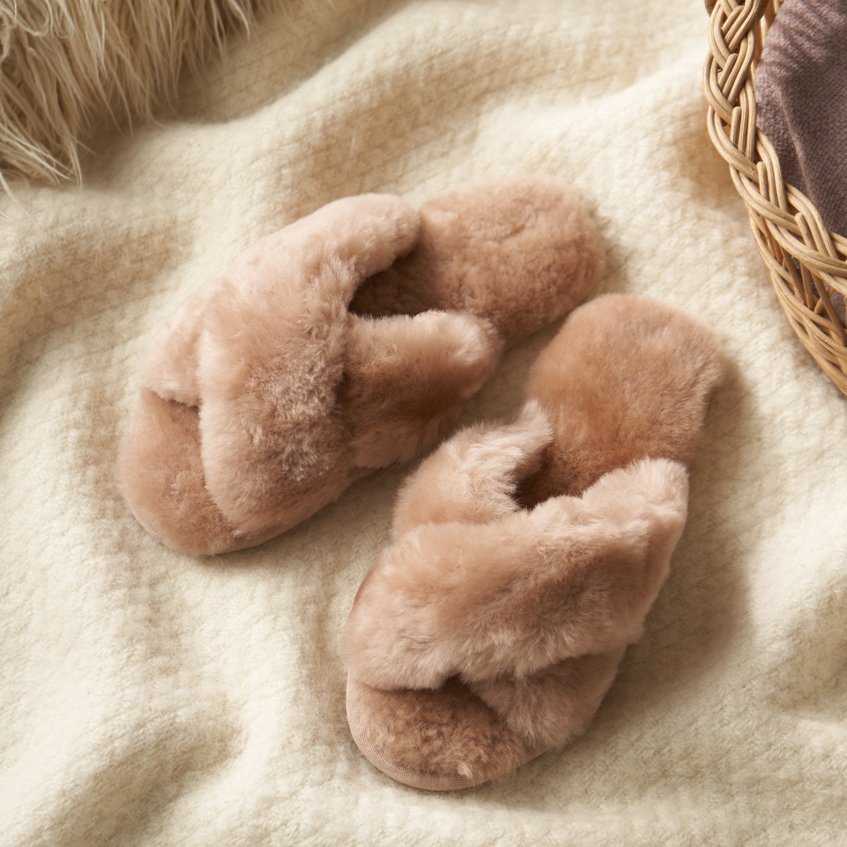 MAYBERRY｜ムートンクロスファースリッパ