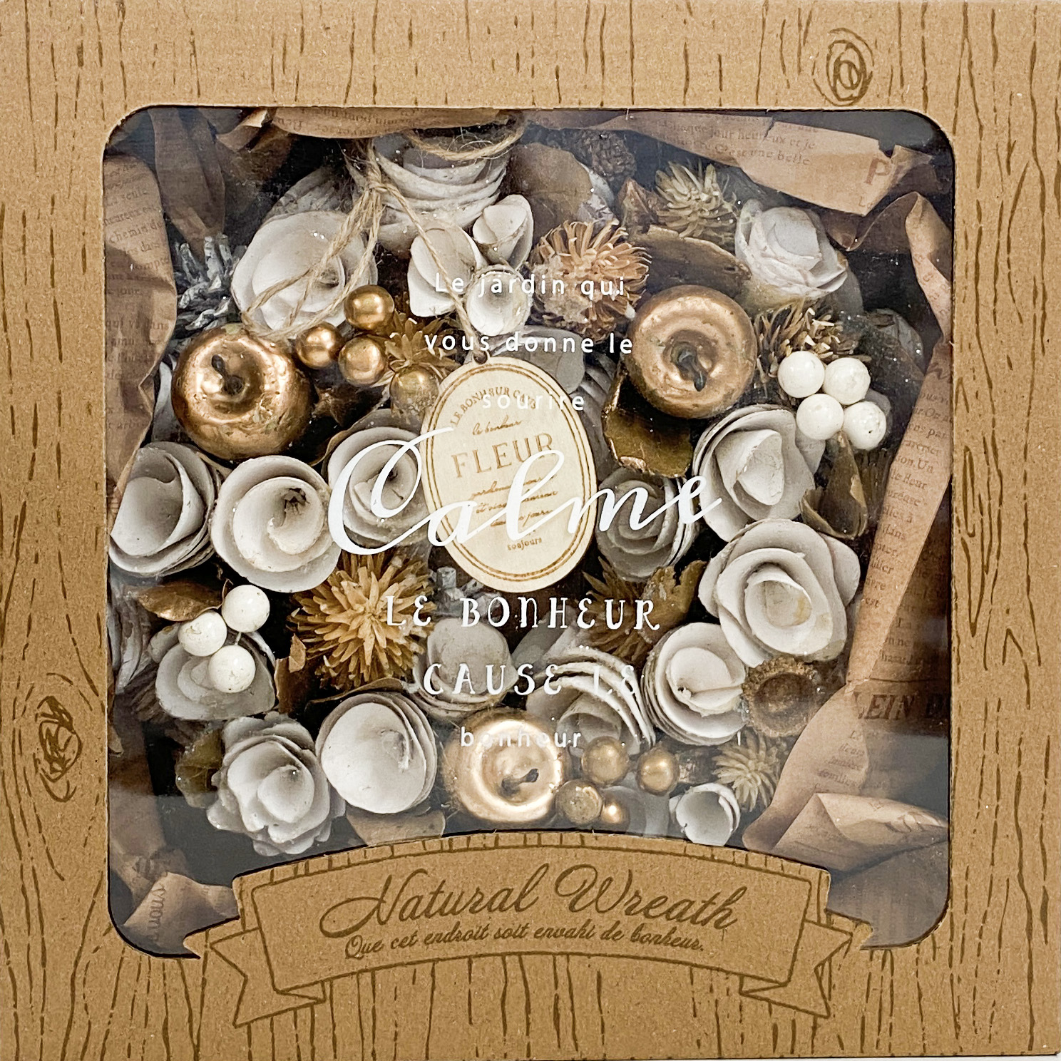 クリスマスリースＭ（ホワイト＆ゴールド）