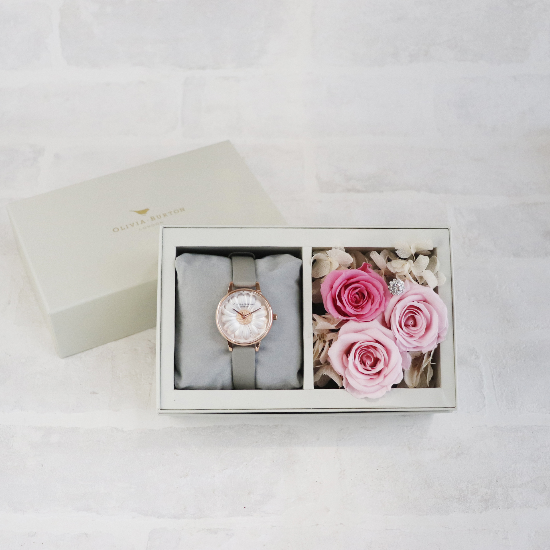 OLIVIA BURTON×karendo】限定フラワーボックスS - 3Dデイジー - グレー  