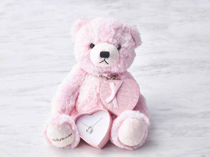 【タンプ限定名入れギフト】誕生石ネックレス & テディベア ＆ kailijumeiリップ 