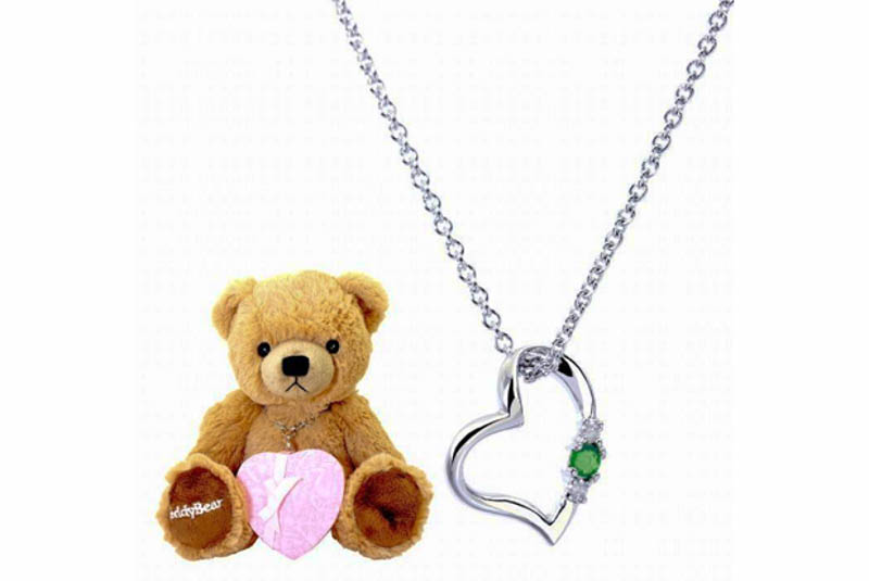 【タンプ限定名入れギフト】誕生石ネックレス & テディベア ＆ kailijumeiリップ 