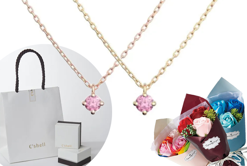 10金 0.03ct ピンクダイヤモンド ネックレス