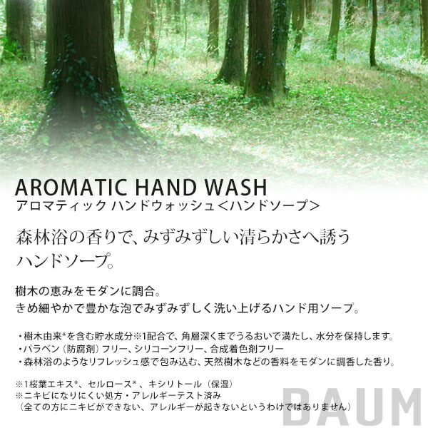 バウム BAUM ハンドケアセット 樹木の香り（アロマティック ハンドウォッシュ・ ハンドクリーム・ エコバッグ ）