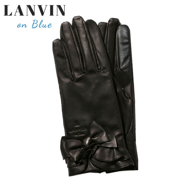 ランバンオンブルー LANVIN en Bleu フリル×リボンレザーグローブ 手袋 lan308