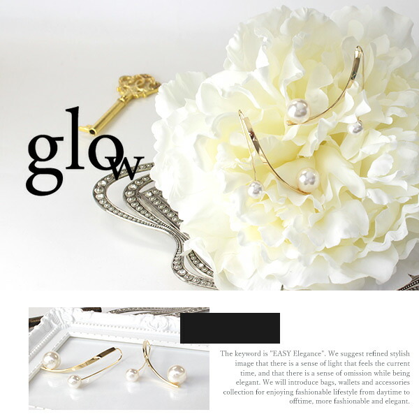 glow グロウ ゴールドクロスピアス パール付き glow012