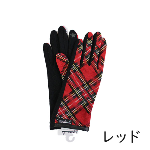 アニエスベー agnes b. タッチパネル対応手袋 チェック agneh06