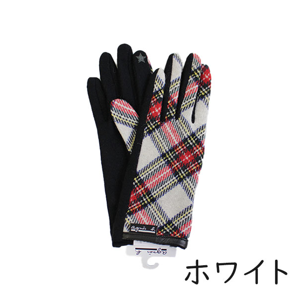 アニエスベー agnes b. タッチパネル対応手袋 チェック agneh06