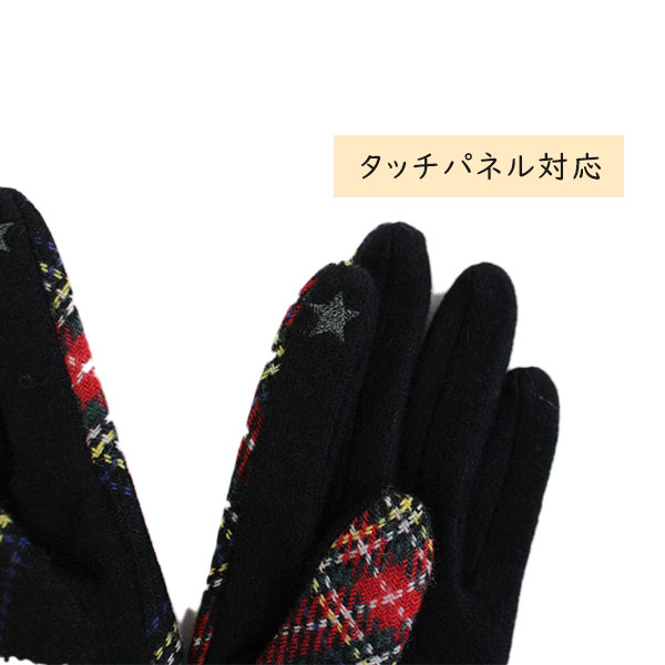 アニエスベー agnes b. タッチパネル対応手袋 チェック agneh06