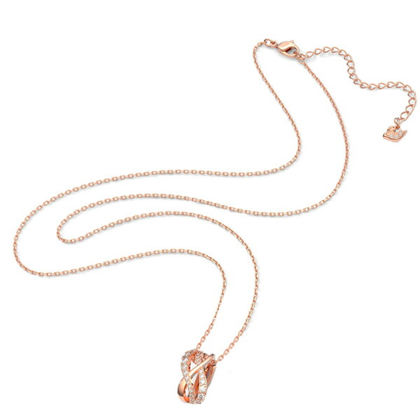 スワロフスキー SWAROVSKI ツイストネックレス ローズゴールドトーン swaro48