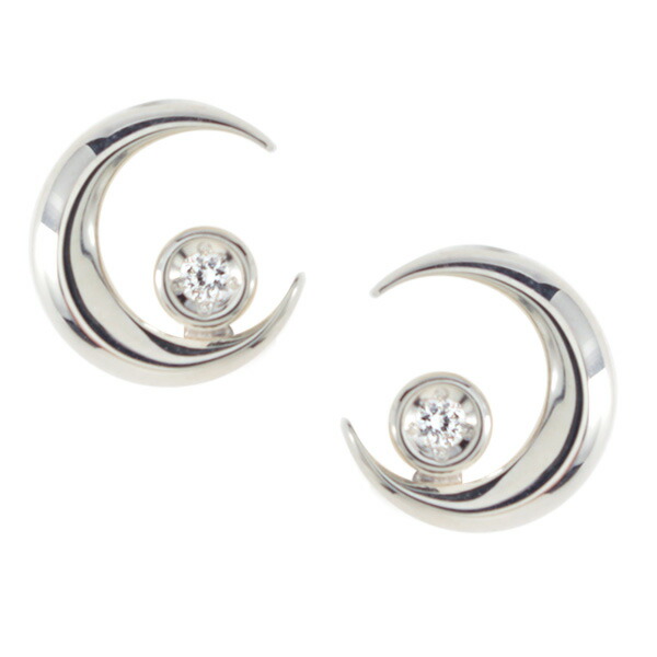 STAR JEWELRY スタージュエリー ダイヤモンドシルバーピアス  月モチーフ star126