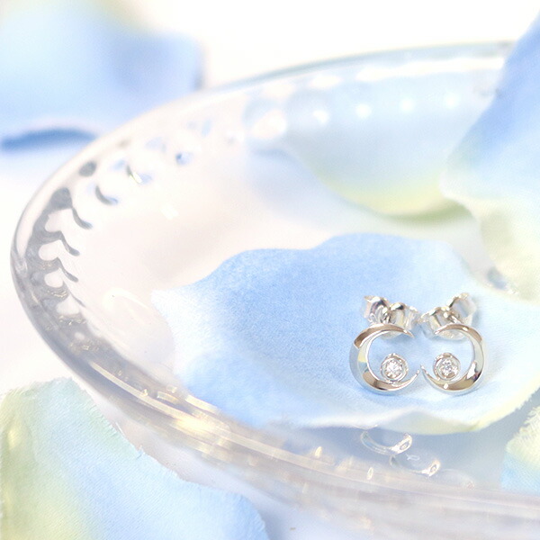 STAR JEWELRY スタージュエリー ダイヤモンドシルバーピアス  月モチーフ star126