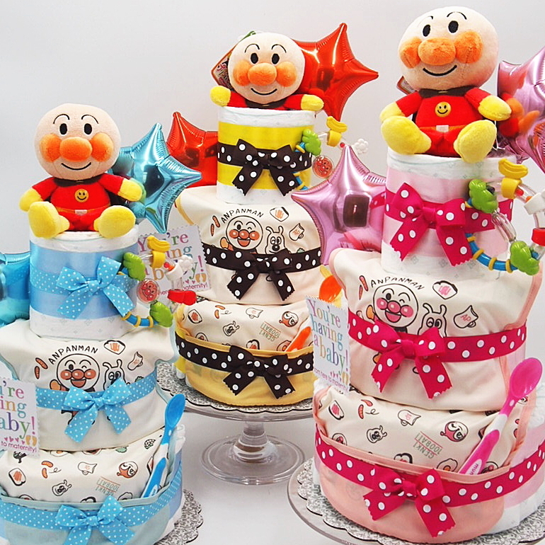 出産祝いギフト　アンパンマン 3段おむつケーキ