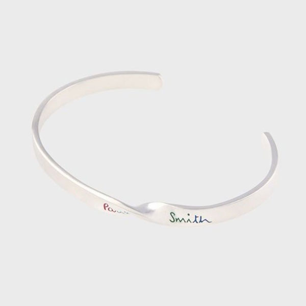 ポールスミス メンズ ブレスレット Paul Smith ロゴツイストバングル シルバー psm02