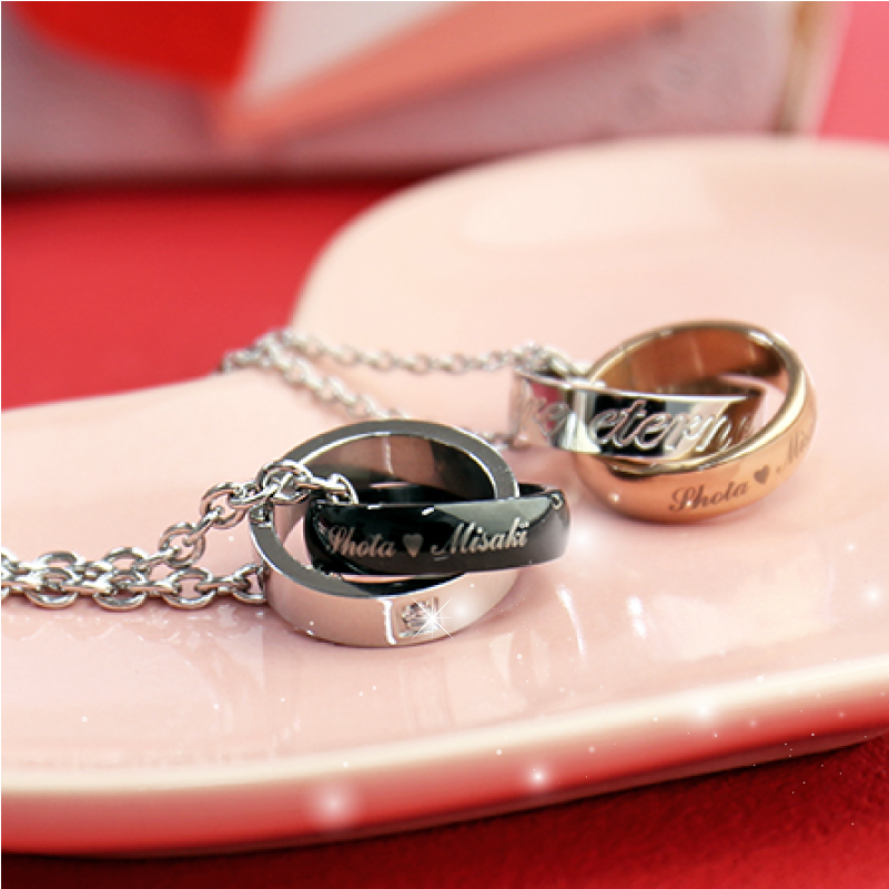 【名入れギフト】ペアリングネックレス<LoveRing>