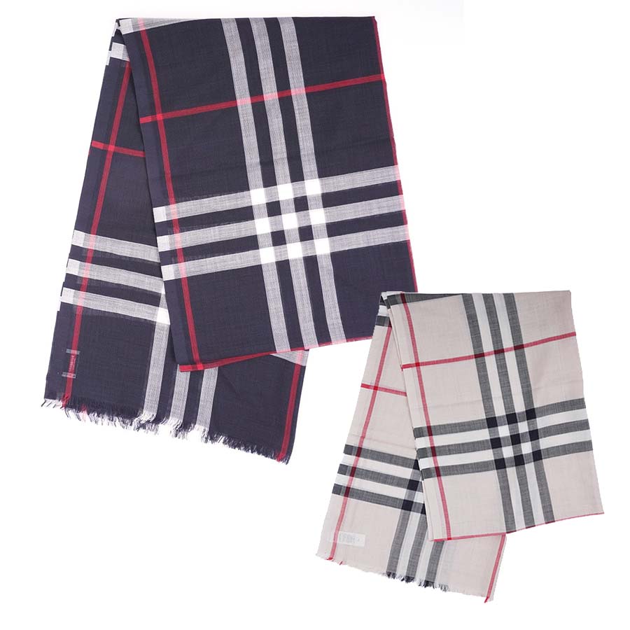 BURBERRY　ライトウェイトチェック ウール＆シルク スカーフ