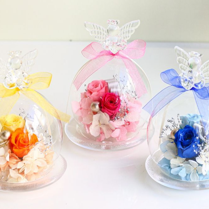 速くおよび自由な ガラスドーム angel 】プリザーブドフラワーギフト | FLOWERiUM フラダンス