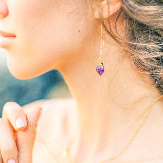 誕生石チェーンピアス