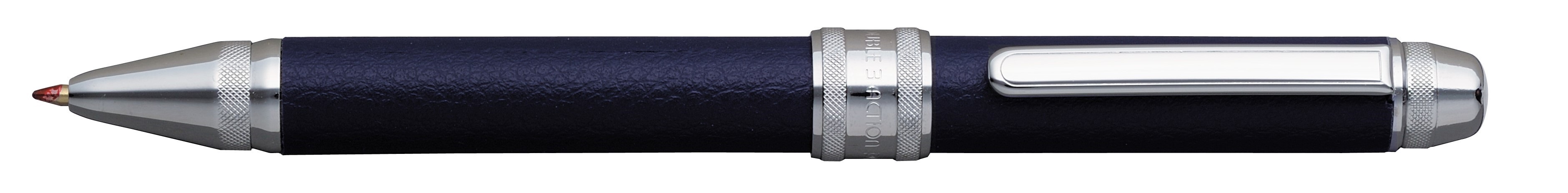 【名入れギフト】多機能ペン　ダブル3アクション　牛本革巻き