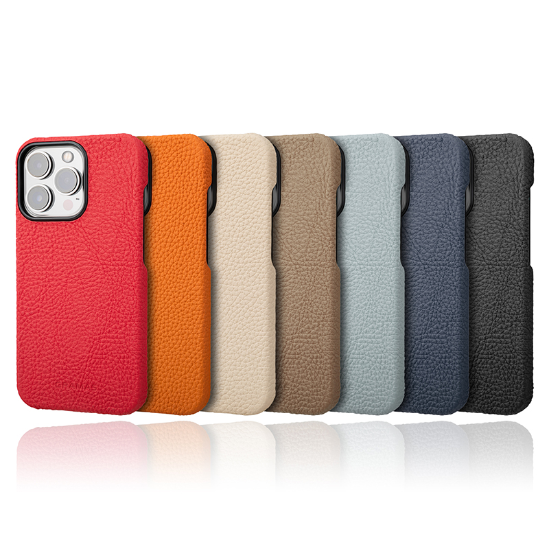 Shrunken-calf Leather Shell Case for  iPhone 13 Pro