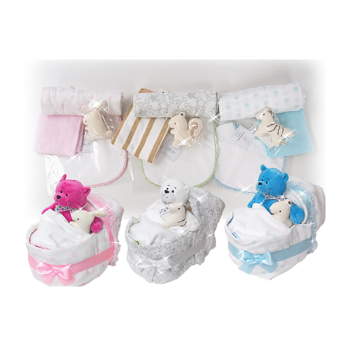 スワドルデザインおむつケーキ