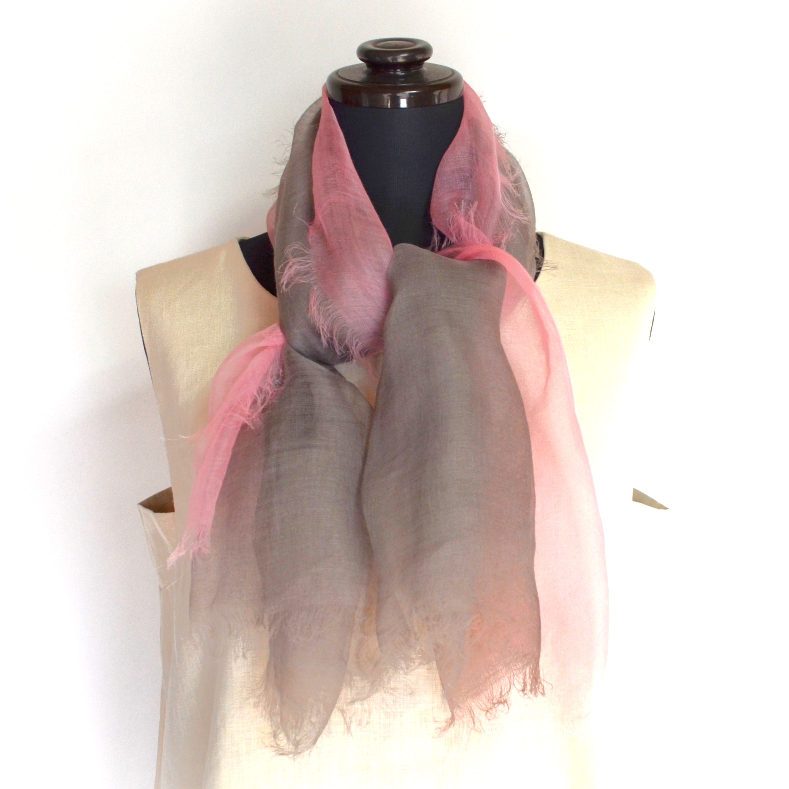 【harukii】日本製 麻100％ぼかし染ラミー薄羽ストール2019 S