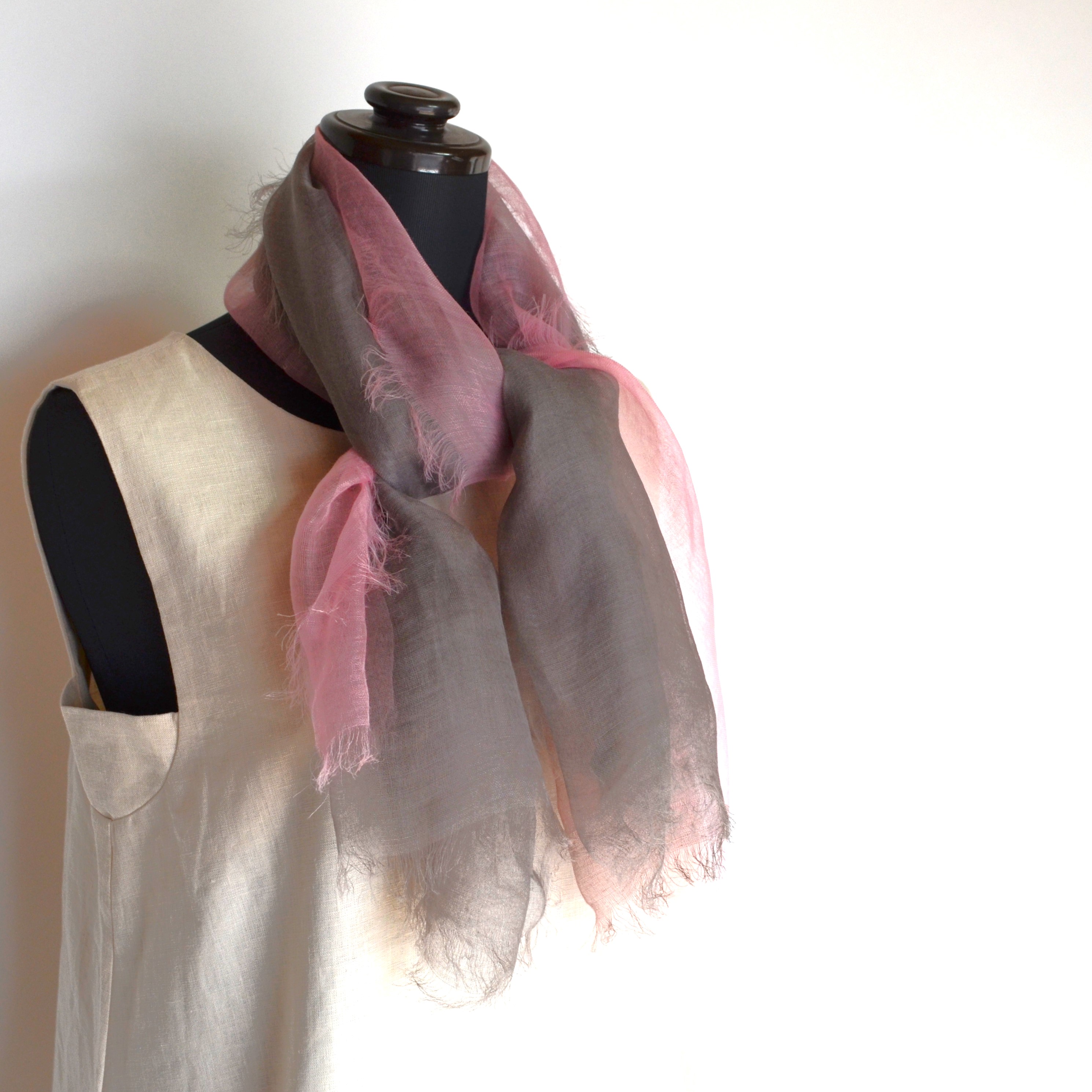 【harukii】日本製 麻100％ぼかし染ラミー薄羽ストール2019 S
