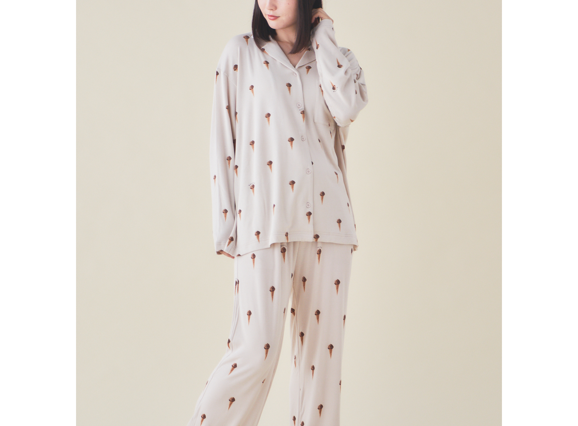 【WOMEN】ジェラート柄　シャツ＆ロングパンツセット