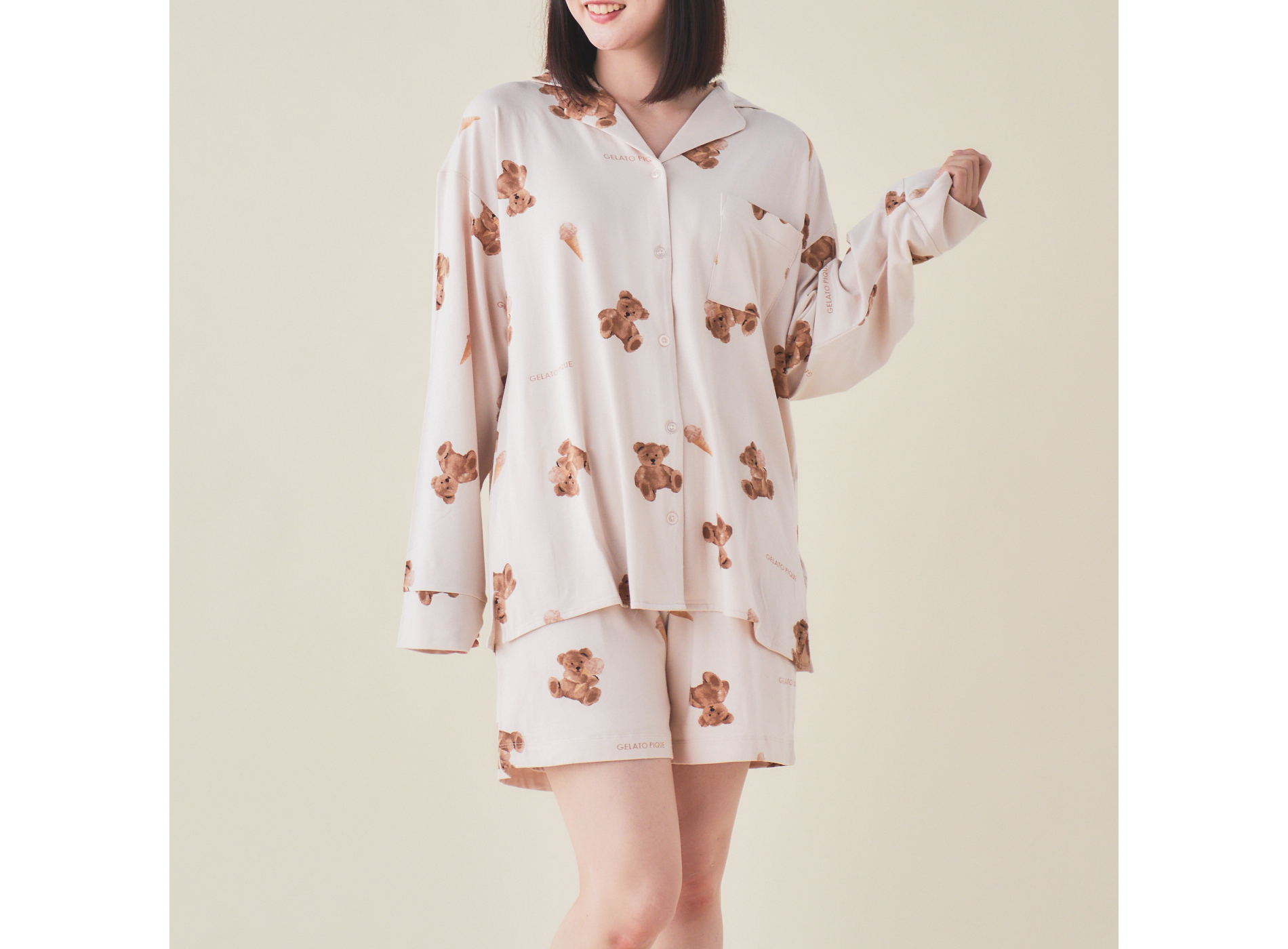 【WOMEN】ジェラートベア柄　シャツ＆ショートパンツセット