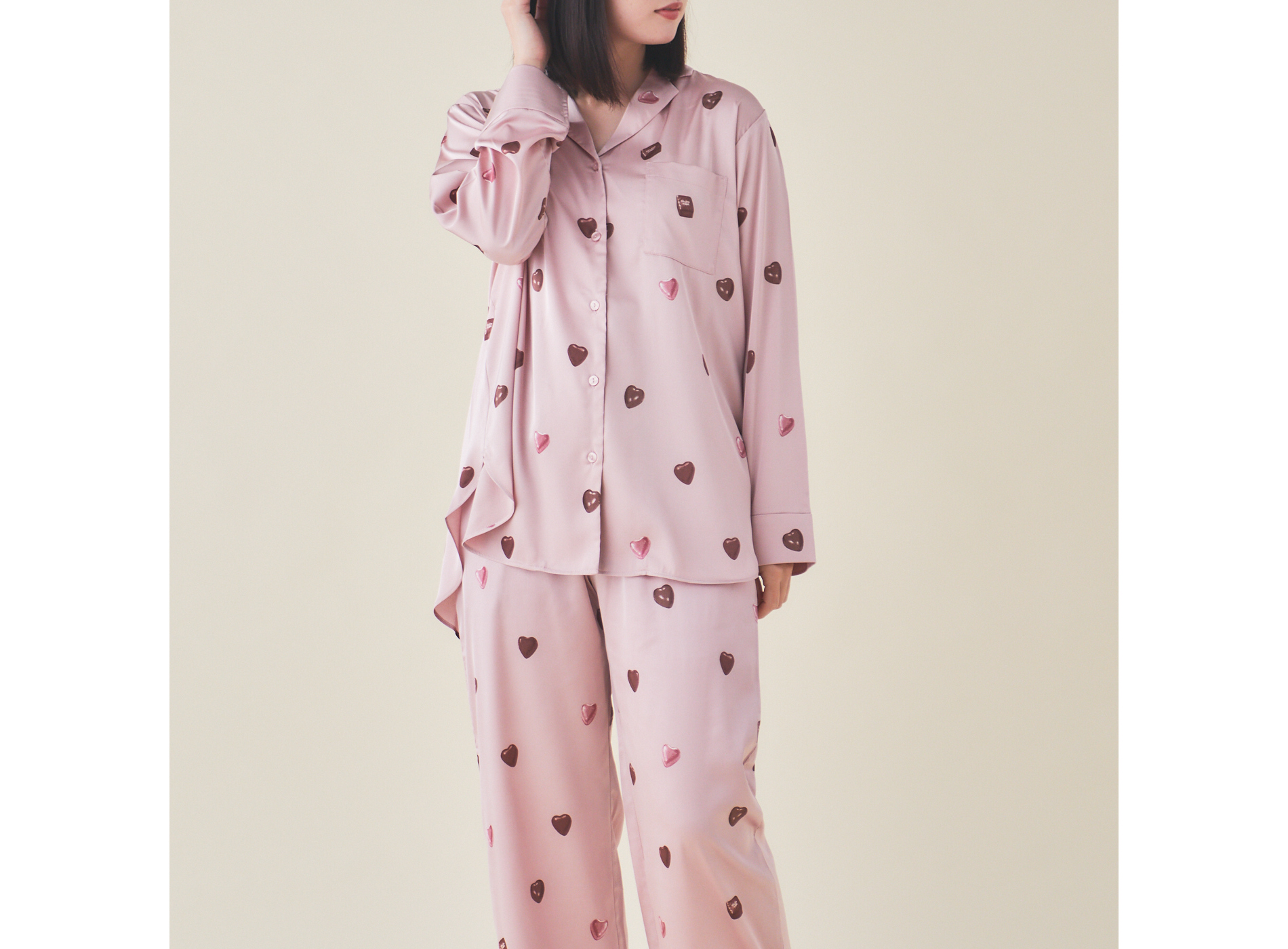 WOMEN】ハートチョコ柄 シャツ＆ロングパンツセット | gelato pique  