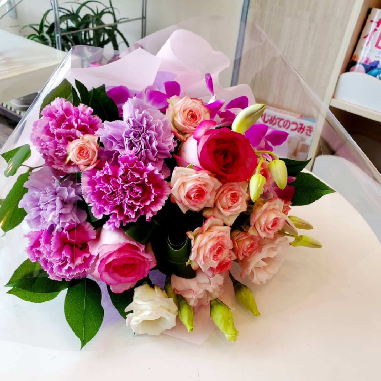 最終価格】くすみローズピンクにターコイズブルー・水色フラワーラグ  