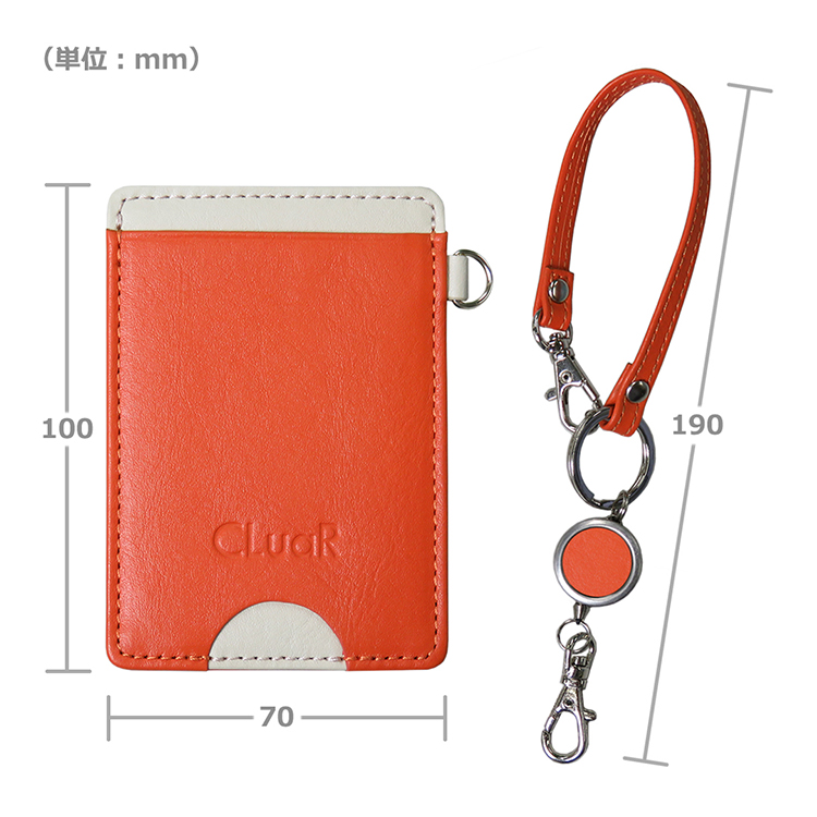【名入れ可】本革 パスケース＆リール付きショートストラップ 定期入れ(LR0039)