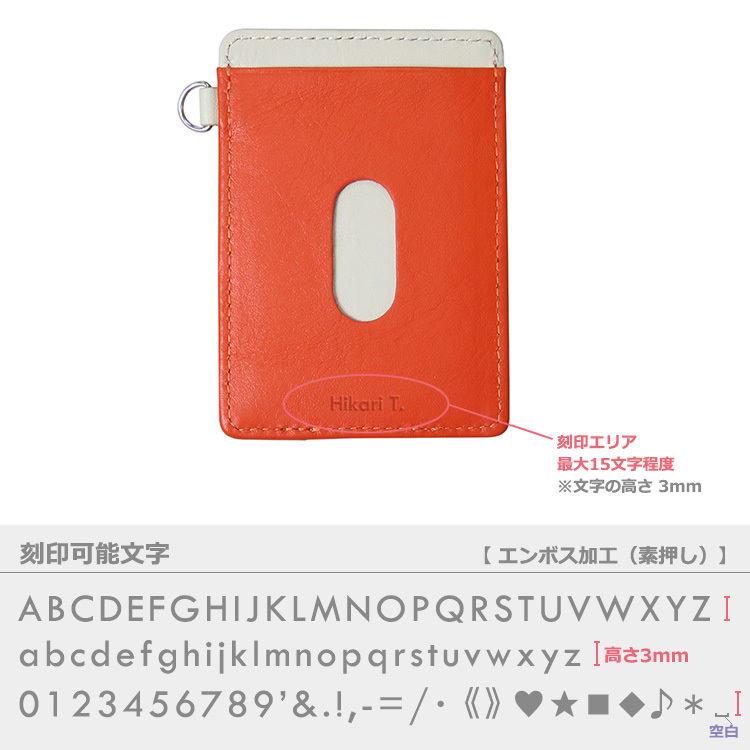 【名入れ可】本革 パスケース＆リール付きショートストラップ 定期入れ(LR0039)