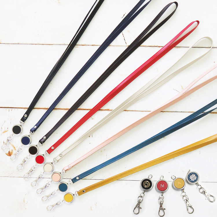 【ワンポイント刻印可】本革 リール付きネックストラップ 単品(LR0028)