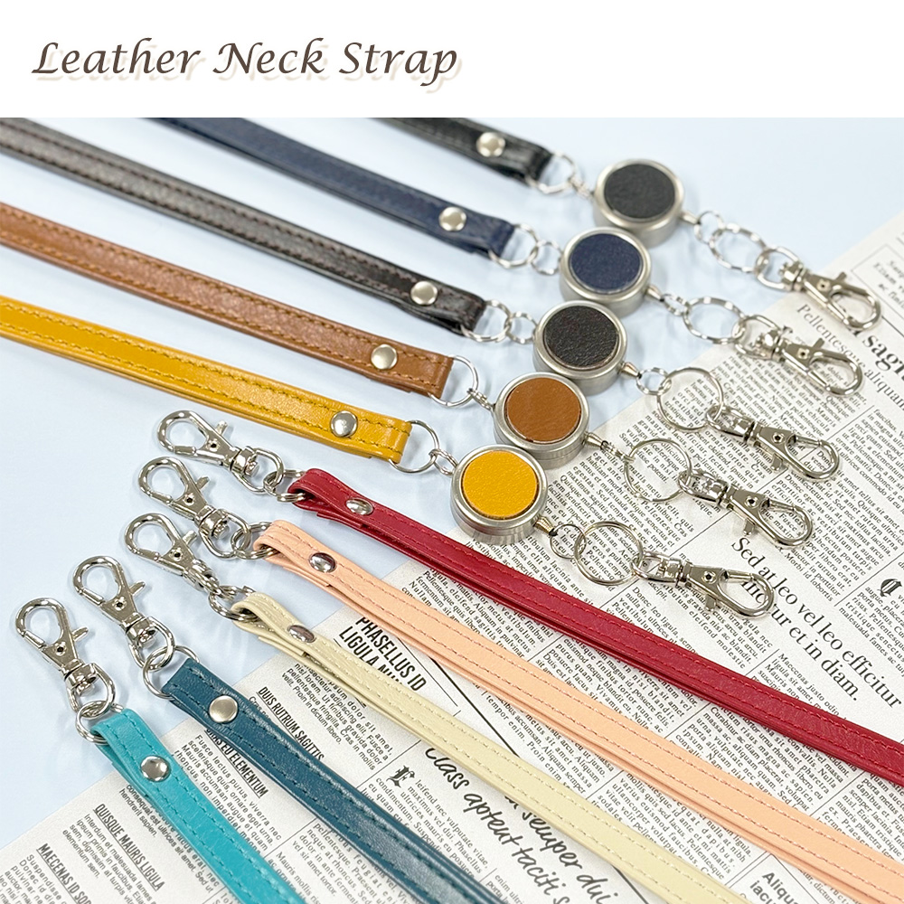 【ワンポイント刻印可】本革 リール付きネックストラップ 単品(LR0028)