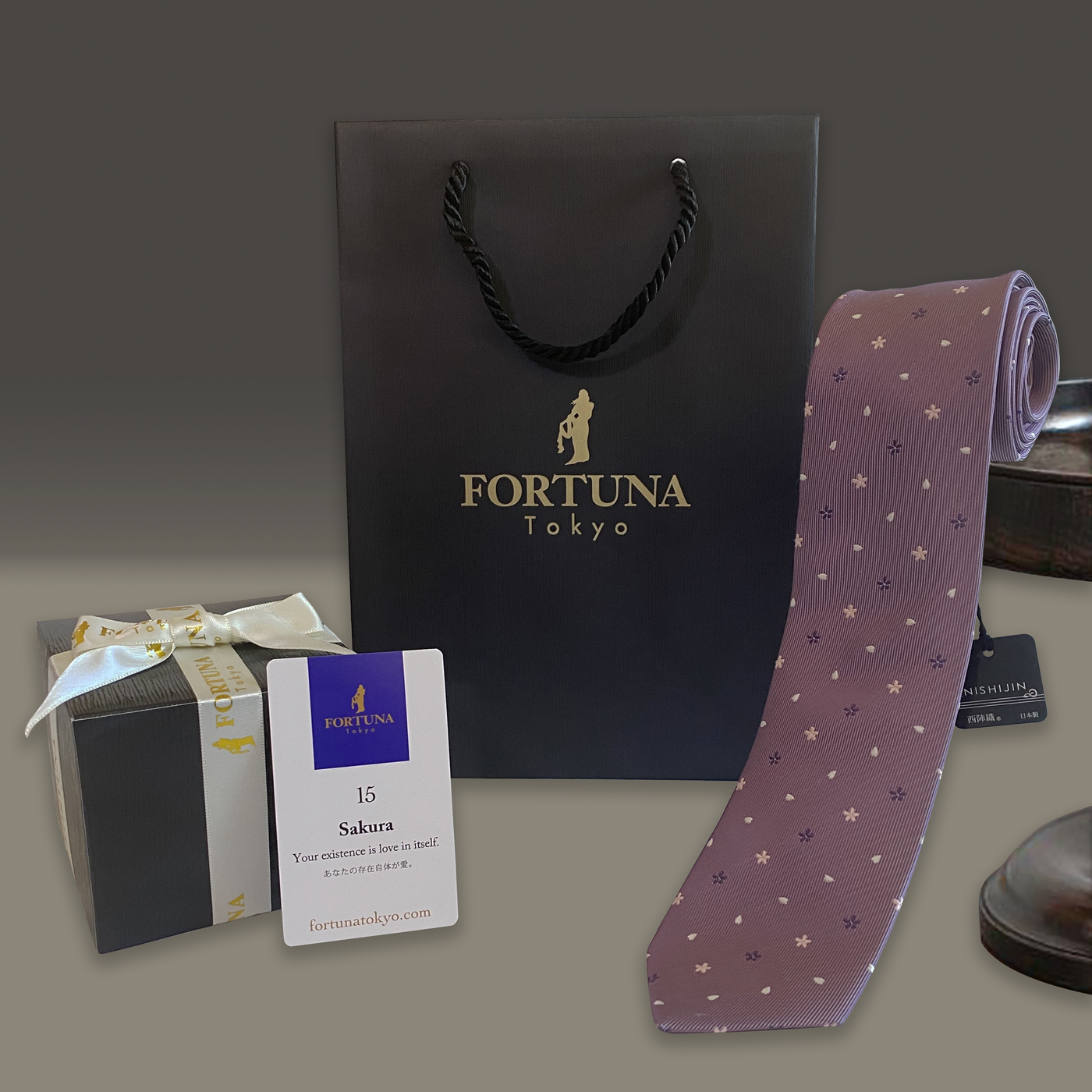 【ギフトBOX入り】さくら 西陣織シルクネクタイ