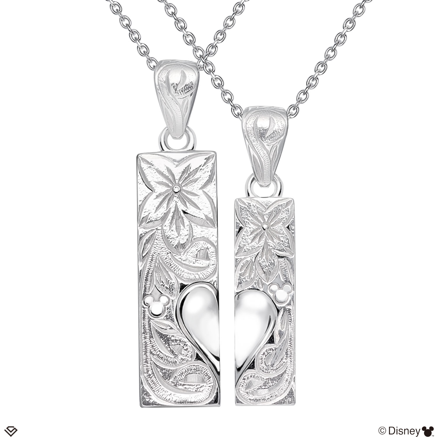 ディズニー ペアネックレス ハワイアンジュエリー ハート プレート