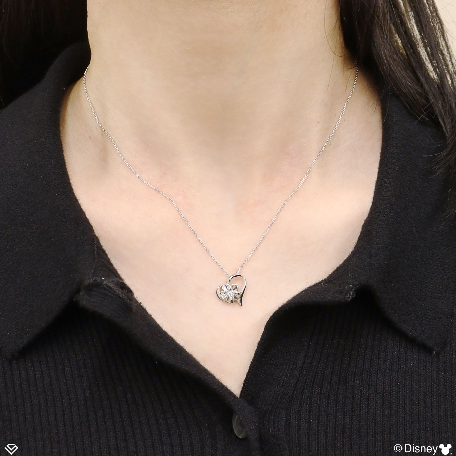 ディズニーネックレス ハワイアンジュエリーハート プルメリア 「ミッキー」