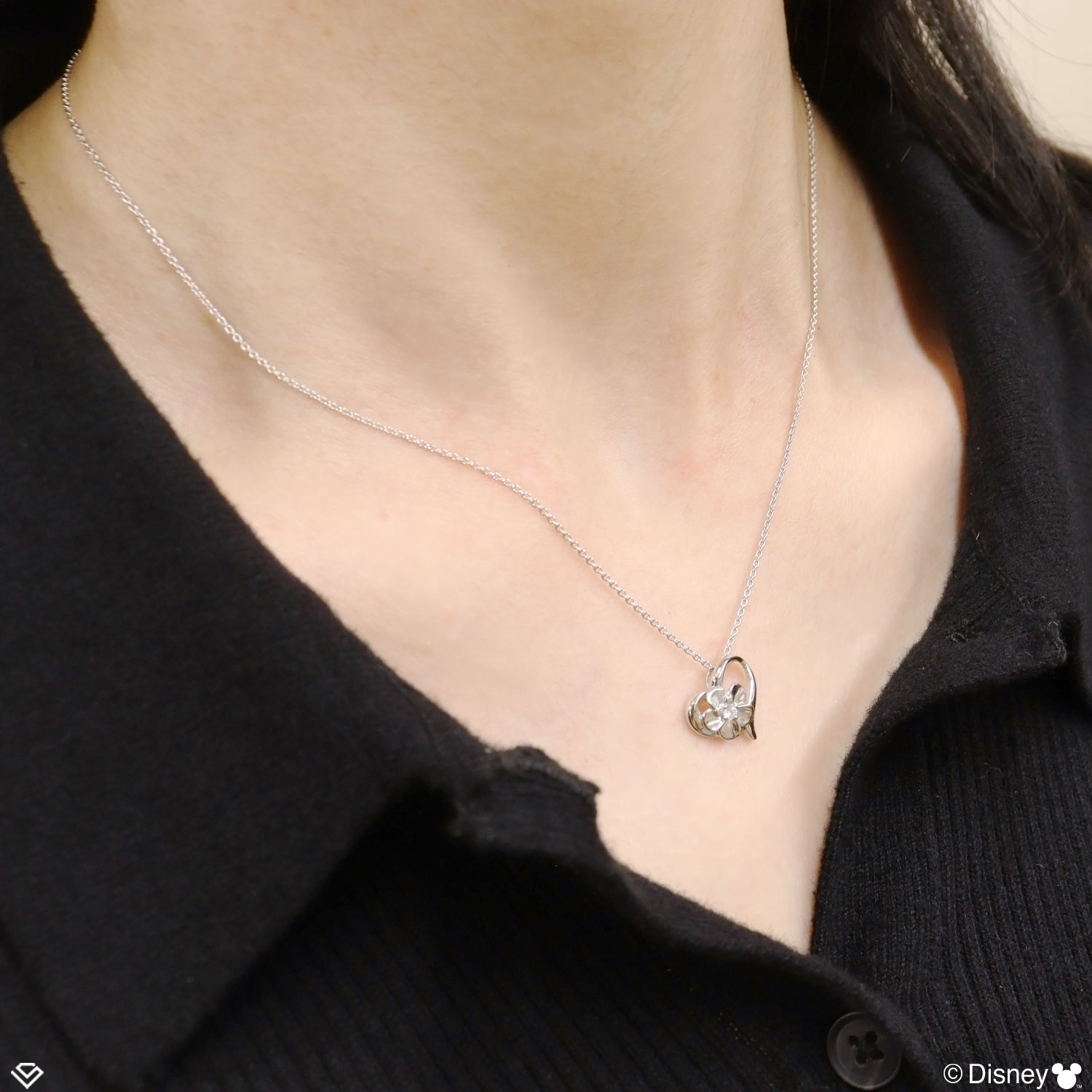 ディズニーネックレス ハワイアンジュエリーハート プルメリア 「ミッキー」