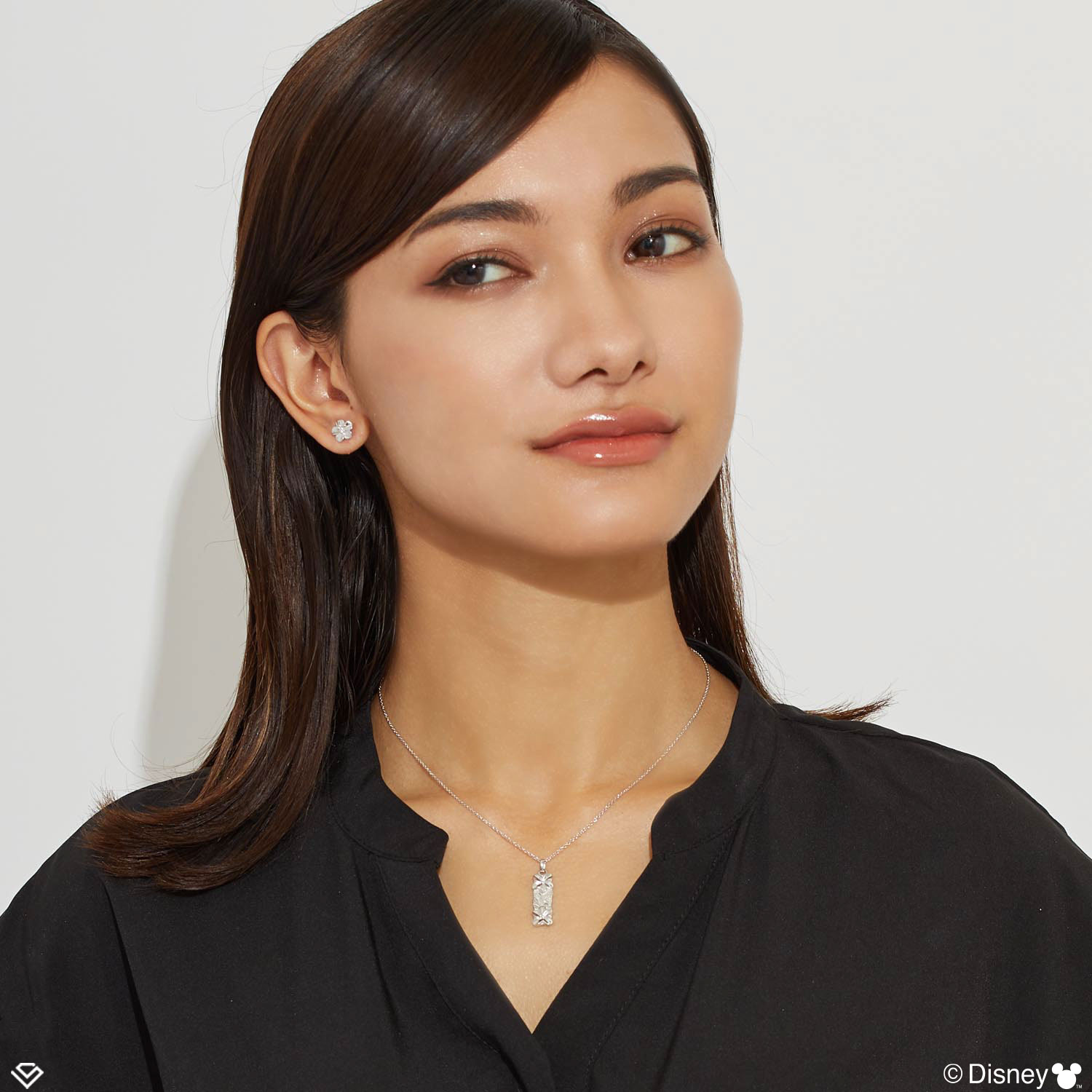 ハワイアンジュエリー ディズニーコレクション 角プレート プルメリア 「ミッキー」 ネックレス