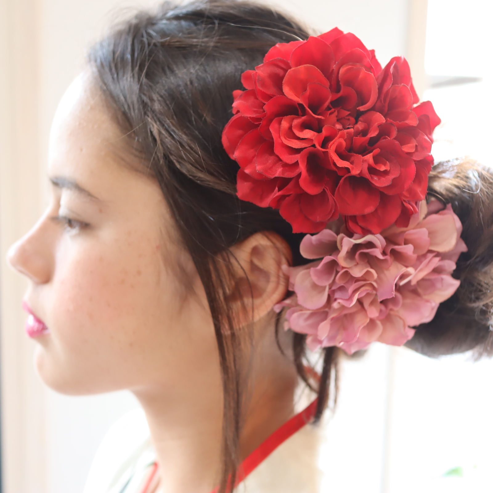 選べるカラー２個セット ほっこりダリア髪飾り　おまかせBOX付き