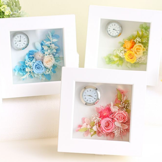 【フラワークロック】花時計　プリザーブドフラワーギフト