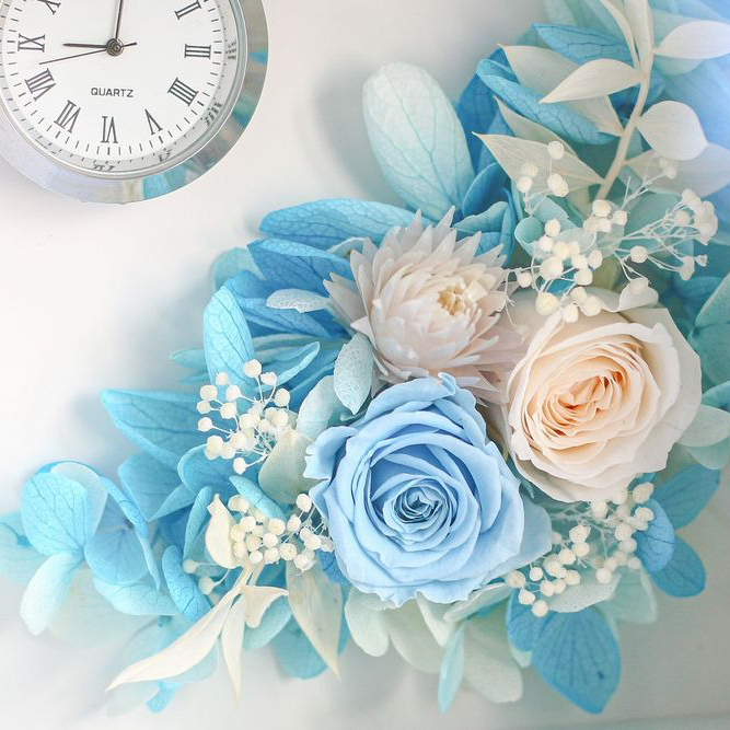 クロック プリザーブドフラワー ルミナスフラワークロック 花時計 プリザーブドフラワー 花 時計