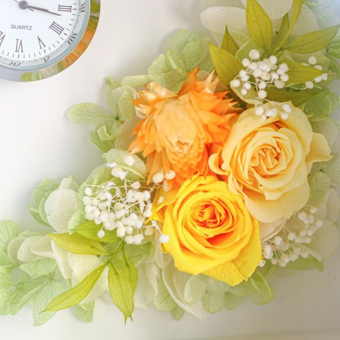 フラワークロック】花時計 プリザーブドフラワーギフト | FLOWERiUM