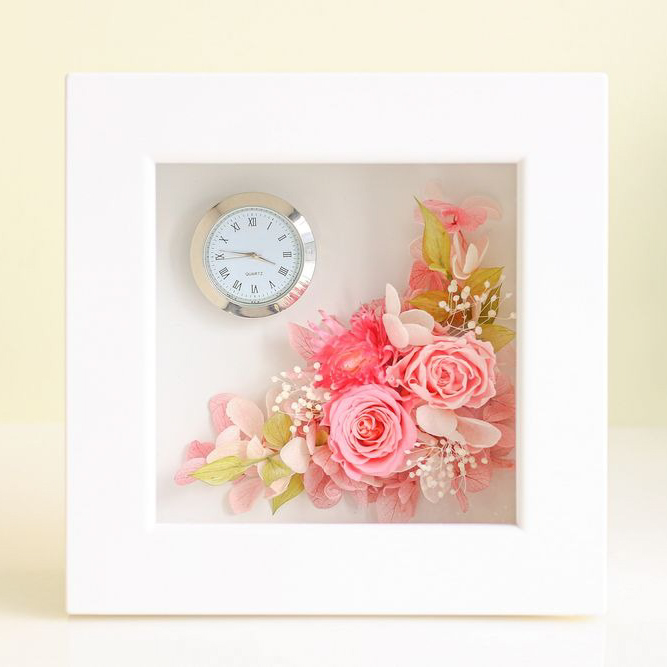 【フラワークロック】花時計　プリザーブドフラワーギフト