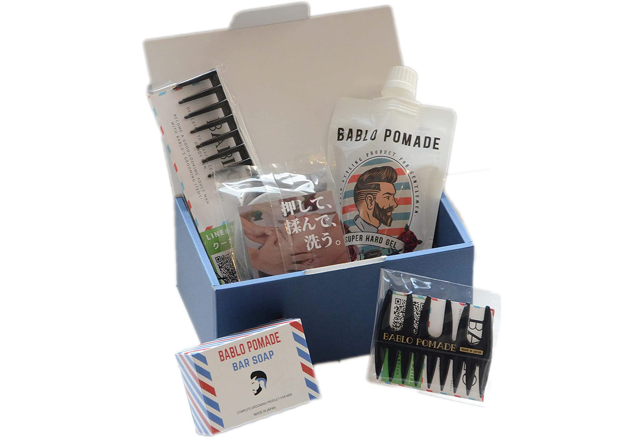 バブロポマード ギフトセット （石鹸 ヘアジェル コーム2種 シャンプーブラシ）